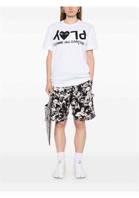 t-shirt logo print unisex bianca COMME DES GARÇONS PLAY | AX-T068-0511